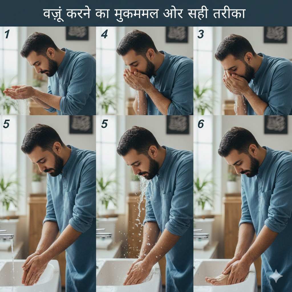वज़ू करने का मुकम्मल और सही तरीका (Wazu Karne Ka Tarika)