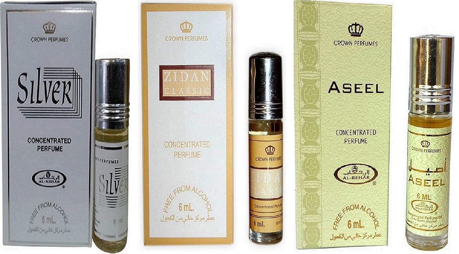 AL-REHAB Silver, Zidan and Aseel Attar Pack of 3